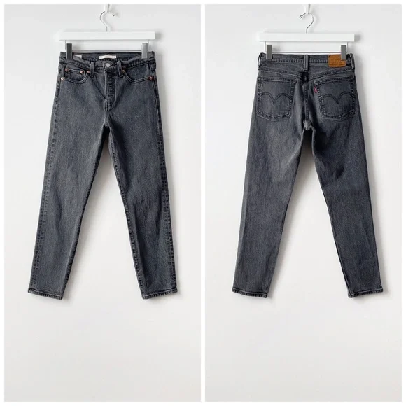 levi’s  high rise wedgie icon tapered slim jean in bite my dust grey, size 27 - Picture 5 of 13